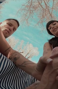 Ryan Reid and Beca Barbie in outdoor park threesome with blowjobs and doggystyle action