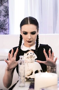 Marley Brinx deepthroating in doggy style with natural tits and tattoos