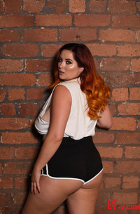 Lucy V Take Off White Top And Show Huge Boobies