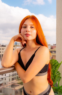 Ebba Strips Tease Lingerie Outside Then Indoor Sprawl Naked