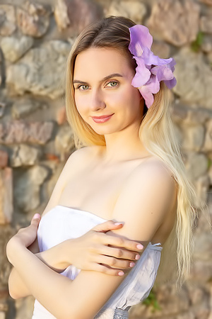 Emily Swan In A Pretty Summer Dress And High Heels That Show Off Her Lovely Long Legs