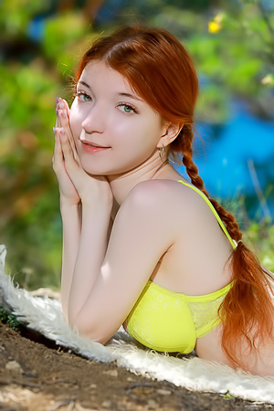 Fiona Sweetly Seductive In Neon Lace Lingerie That Contrasts With Her Pale Skin