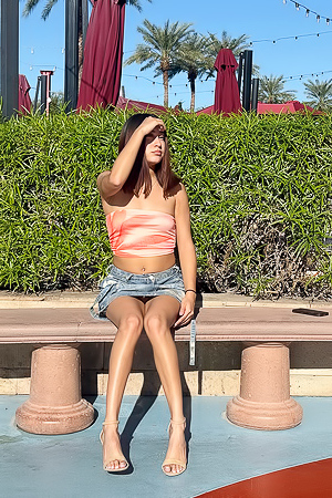 Cute Krystal Upskirts Her Little Pussy