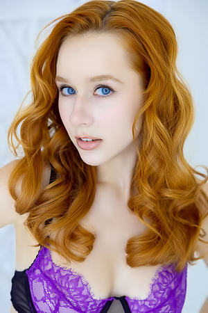 Lila Rouge Her Long Wavy Hair Cascading Like Liquid Copper