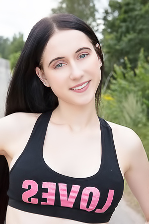 Sadara Strolling Up The Road Wearing Nothing But Her Sneakers