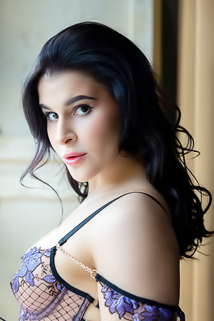 Pandora Red Seduction In Sexy Lingerie And Black Stockings