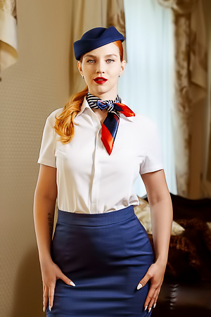Sharon White And Leya Desantis Shine In Cabin Crew Fantasy With Feoldoes