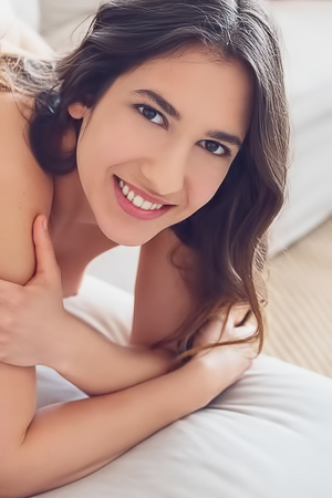 Oceane Exercises Mercedes-Benz-Style On Living Room Couch, Bikini Panties Wet and Ready