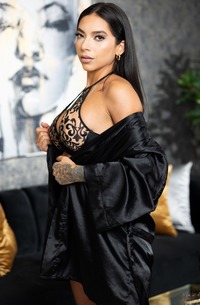 Eli Boes Teases In Black Sexy Lingerie Masturbating Her Pussy